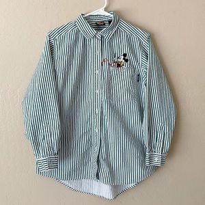 Vintage Jerry Leigh Disney Mickey Mouse Button Down Unisex Size Small Green